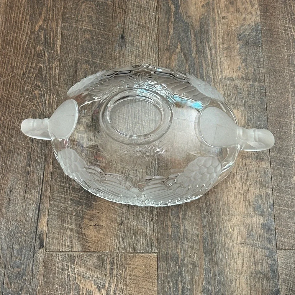 Vintage Mikasa Frosted Swan‎ Crystal Oval Handled Bowl - 13